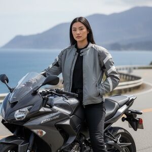 𝅺cortech LRX motorcycle jacket, gray and we, size MPL, in good condition